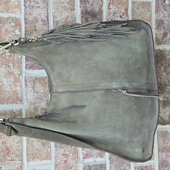 Hobo Marley Green Suede Shoulder Bag - Picture 4 of 11